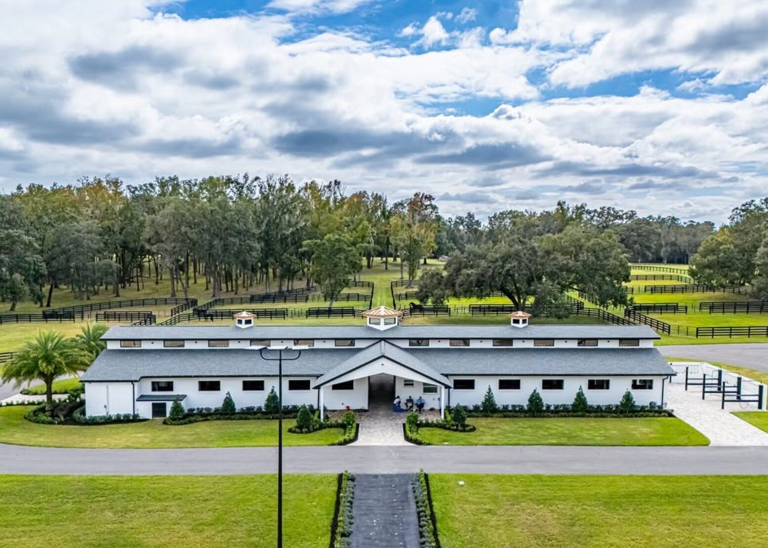 Equestrian barn and paddocks